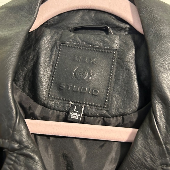 Max Studio Black Vegan Leather Biker Jacket NWOT - Picture 6 of 13